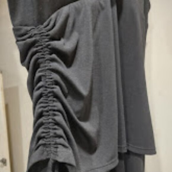 DONNA RICCO BLACK SLEEVELESS ASYMMETRIC LAYERS EVENING DRESS RUCHED SIDE SIZE 14 - Picture 3 of 12